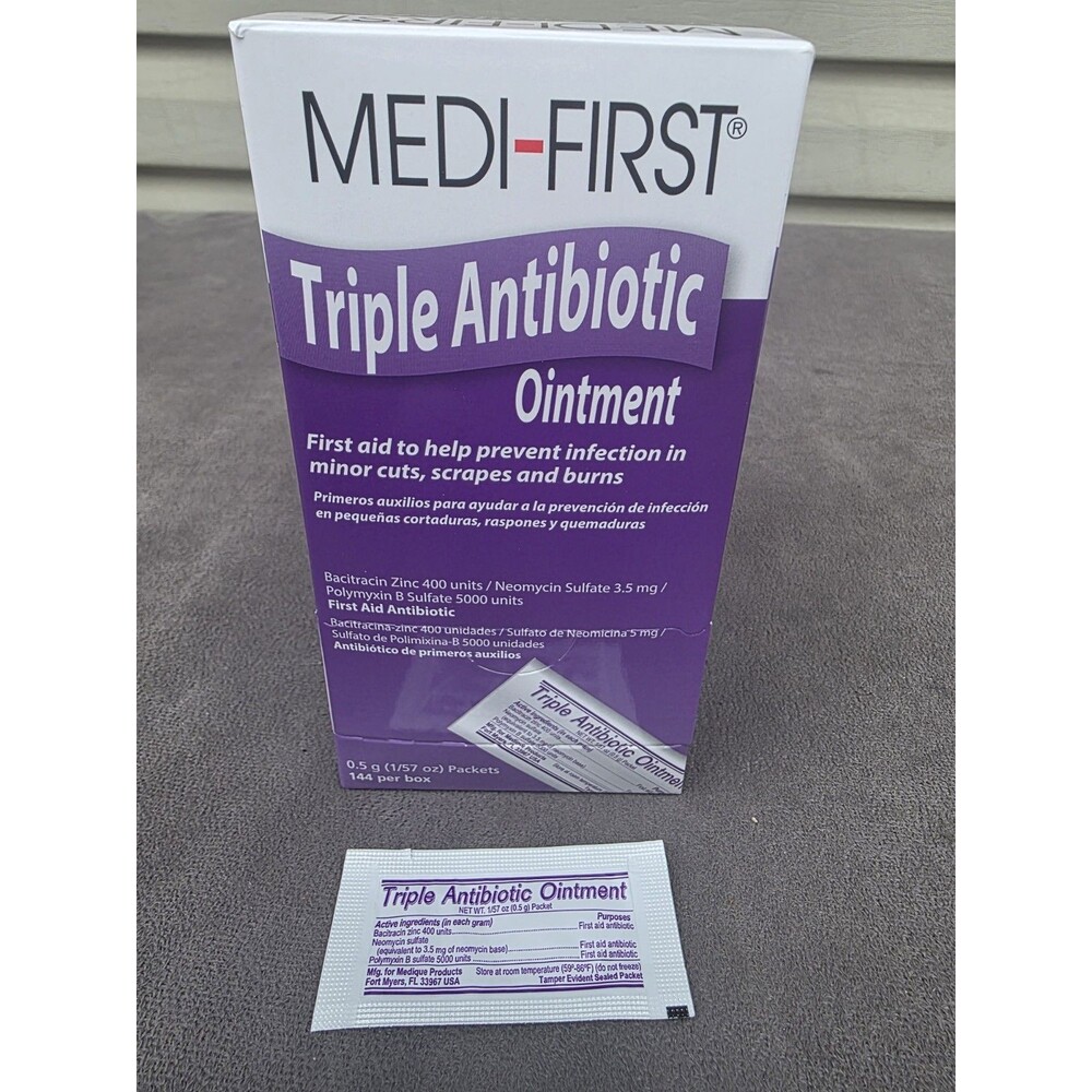 Medi-first Shield Safety Triple Antibiotic Ointment 1/57 gm. 25 Packets Exp 2028
